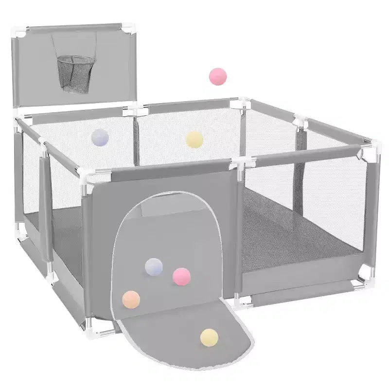 50x50 4-Panel Baby Playpen Portable Playard with Basketball Hoop