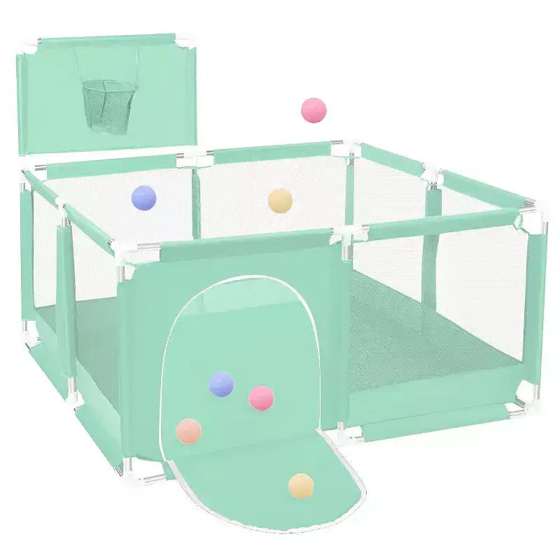 50x50 4-Panel Baby Playpen Portable Playard with Basketball Hoop