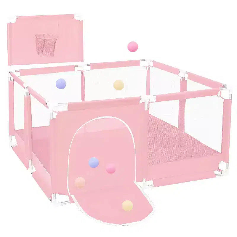 50x50 4-Panel Baby Playpen Portable Playard with Basketball Hoop