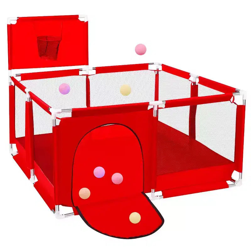 50x50 4-Panel Baby Playpen Portable Playard with Basketball Hoop