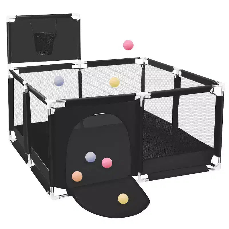 50x50 4-Panel Baby Playpen Portable Playard with Basketball Hoop