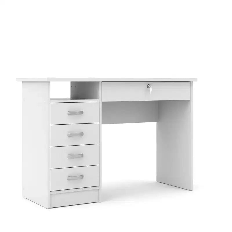 Tvilum,Walden Desk with 5 Drawers, White