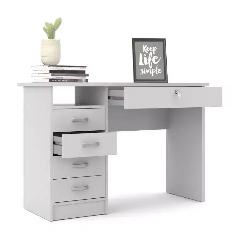 Walden Desk with 5 Drawers, White