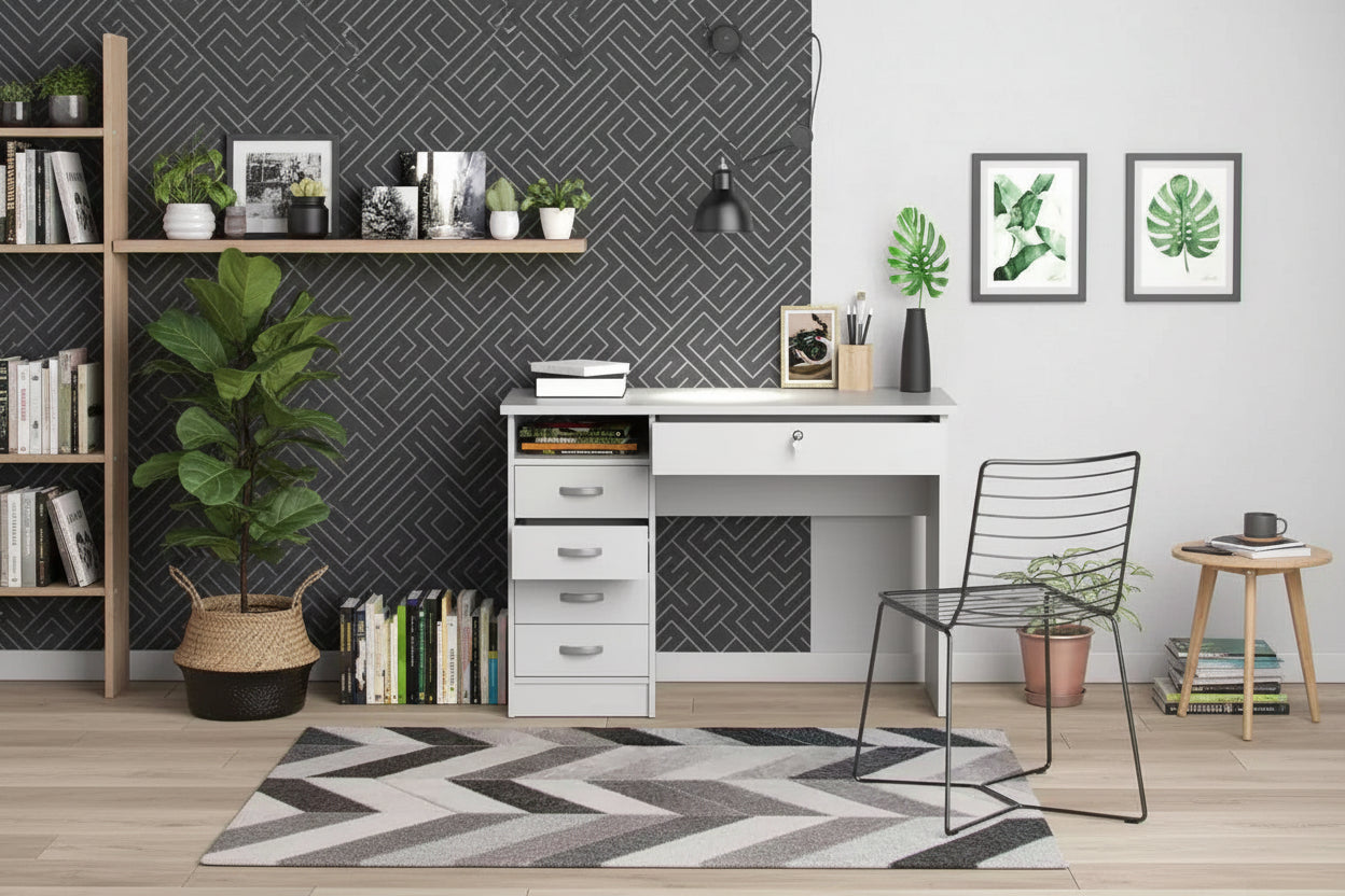 Walden Desk with 5 Drawers, White
