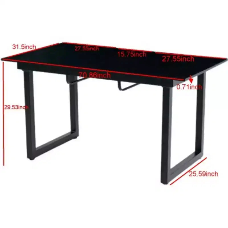 Square Extendable Dining Table in Black with Metal Legs - Modern Space-Saver