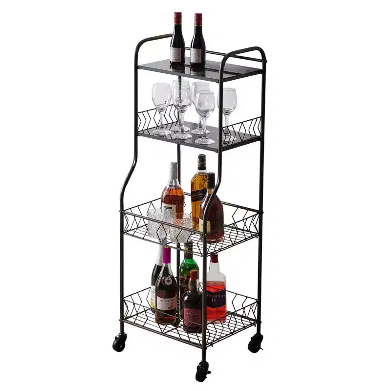 4-Tier Rolling Baker's Rack with Wood Veneer Shelves & Locking Wheels, Kitchen Storage