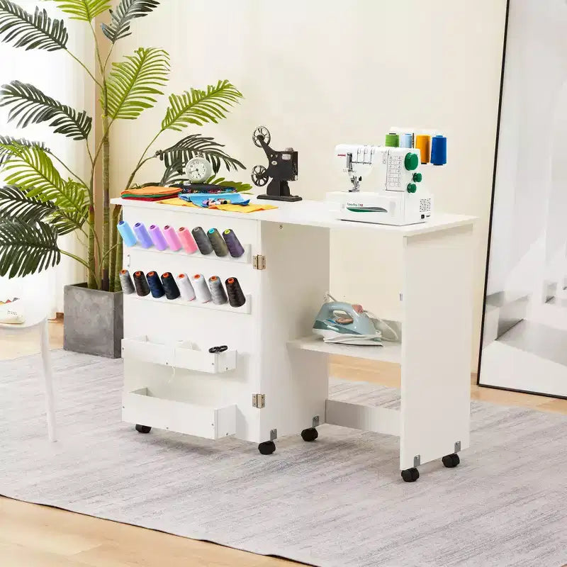 Erommy folding Table with Storage Shelf