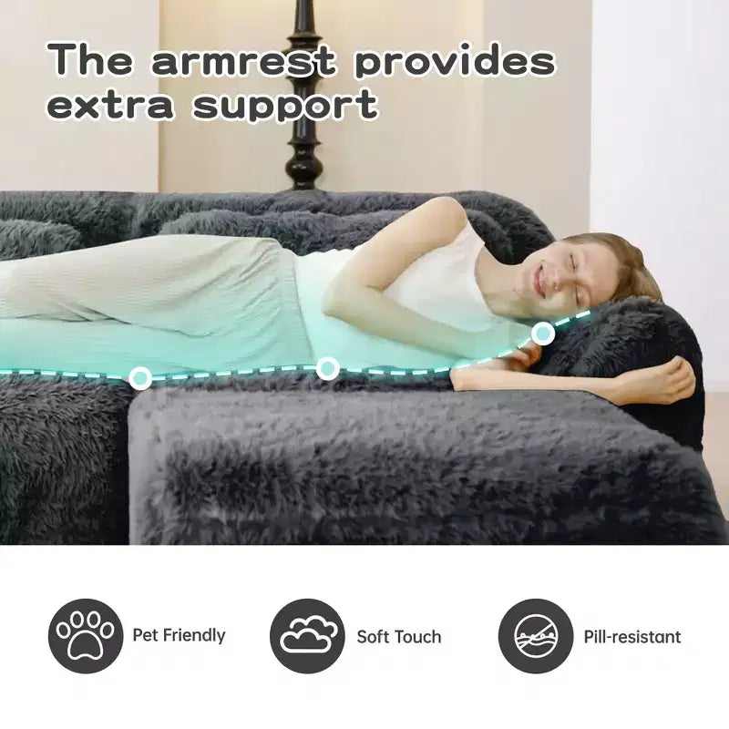 149'' Soft Plush Boneless Sofa,32D HD Sponge,Ergonomic Design,Vacuum Packaging,Free Combination,Buckle Connection for Bedroom/Study/Home Theater