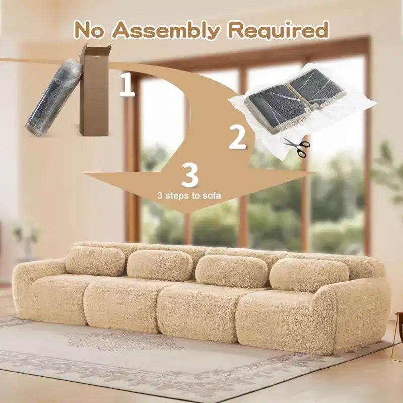 149'' Soft Plush Boneless Sofa,32D HD Sponge,Ergonomic Design,Vacuum Packaging,Free Combination,Buckle Connection for Bedroom/Study/Home Theater