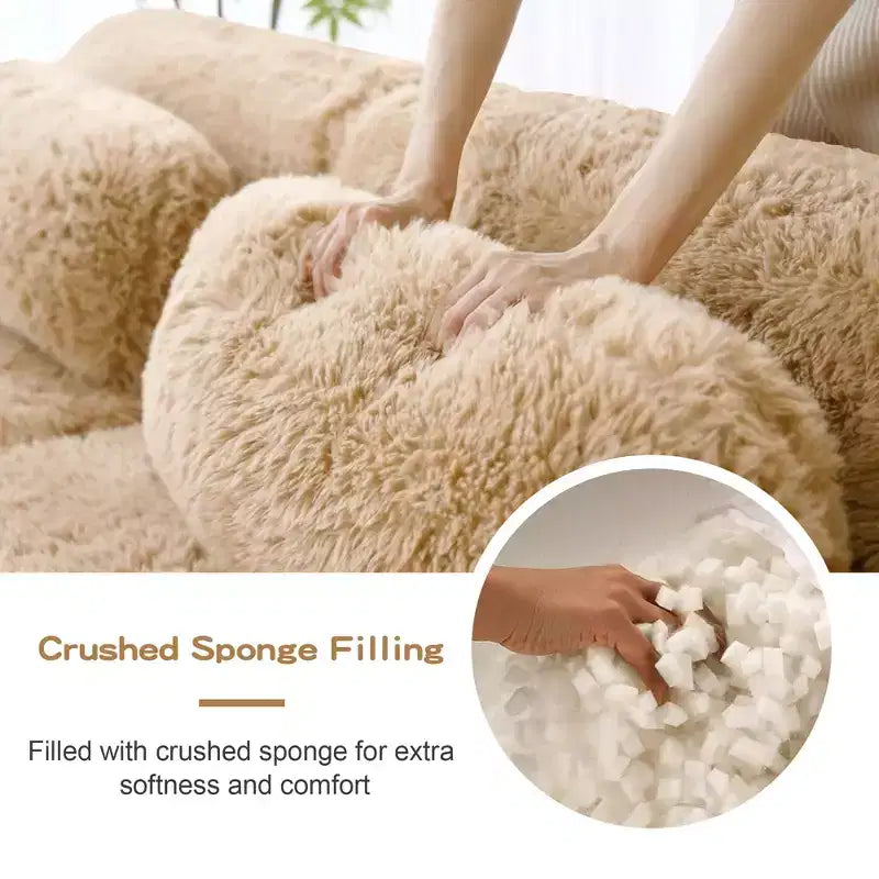 149'' Soft Plush Boneless Sofa,32D HD Sponge,Ergonomic Design,Vacuum Packaging,Free Combination,Buckle Connection for Bedroom/Study/Home Theater