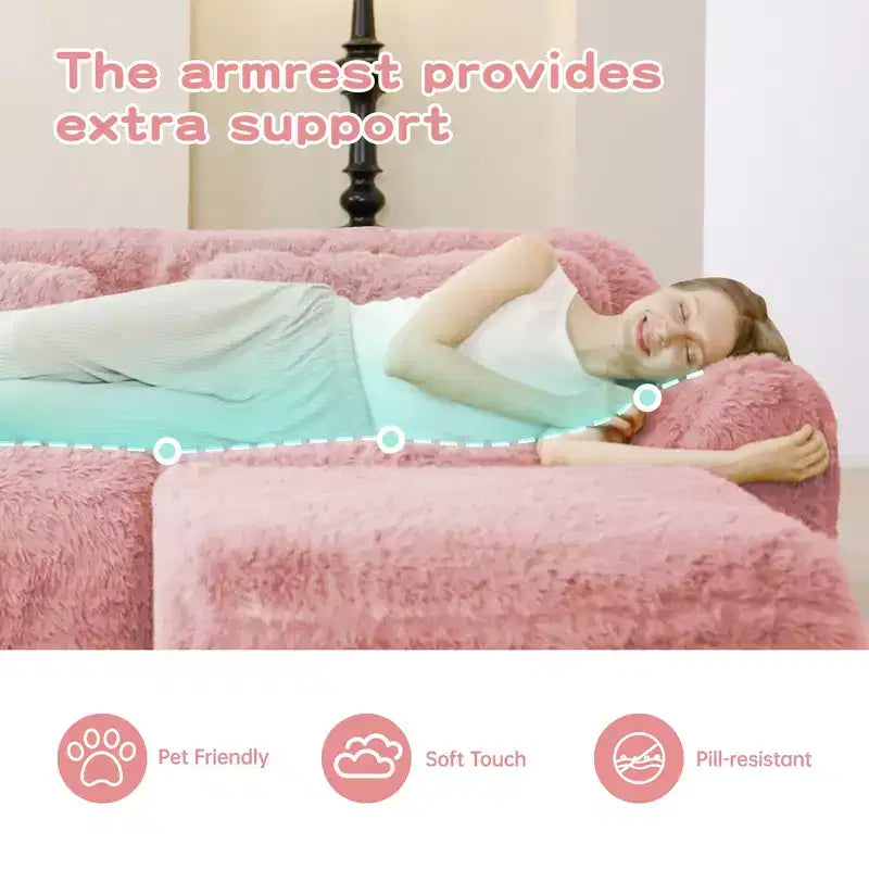 149'' Soft Plush Boneless Sofa,32D HD Sponge,Ergonomic Design,Vacuum Packaging,Free Combination,Buckle Connection for Bedroom/Study/Home Theater