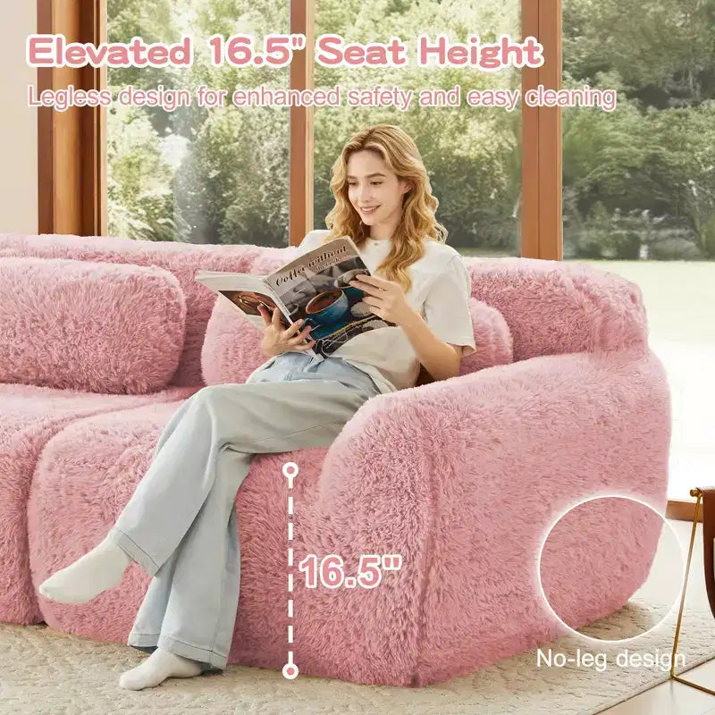 149'' Soft Plush Boneless Sofa,32D HD Sponge,Ergonomic Design,Vacuum Packaging,Free Combination,Buckle Connection for Bedroom/Study/Home Theater