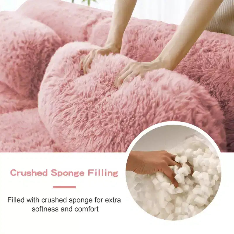 149'' Soft Plush Boneless Sofa,32D HD Sponge,Ergonomic Design,Vacuum Packaging,Free Combination,Buckle Connection for Bedroom/Study/Home Theater