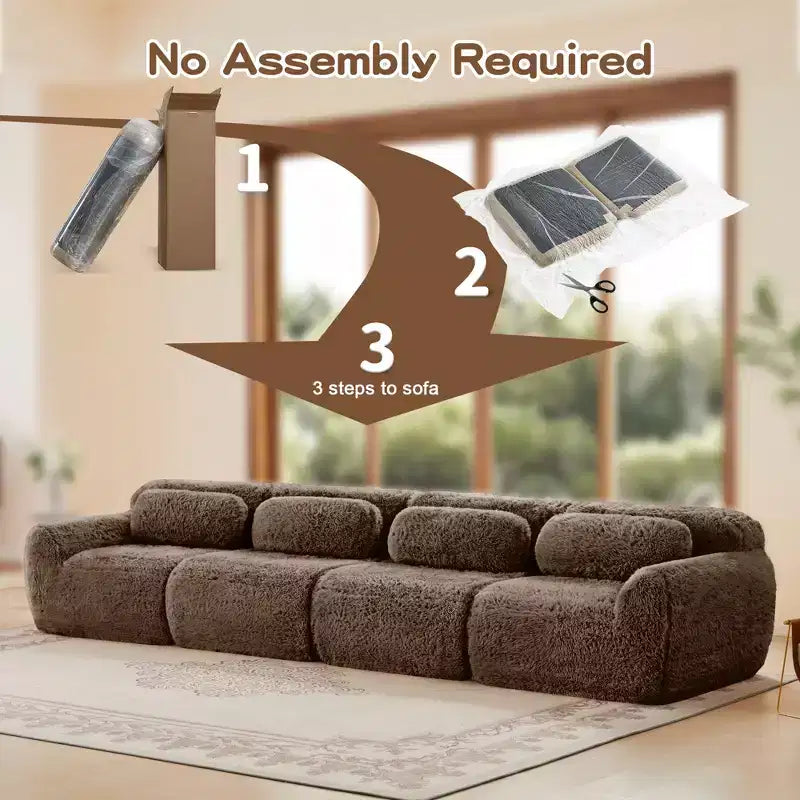 149'' Soft Plush Boneless Sofa,32D HD Sponge,Ergonomic Design,Vacuum Packaging,Free Combination,Buckle Connection for Bedroom/Study/Home Theater