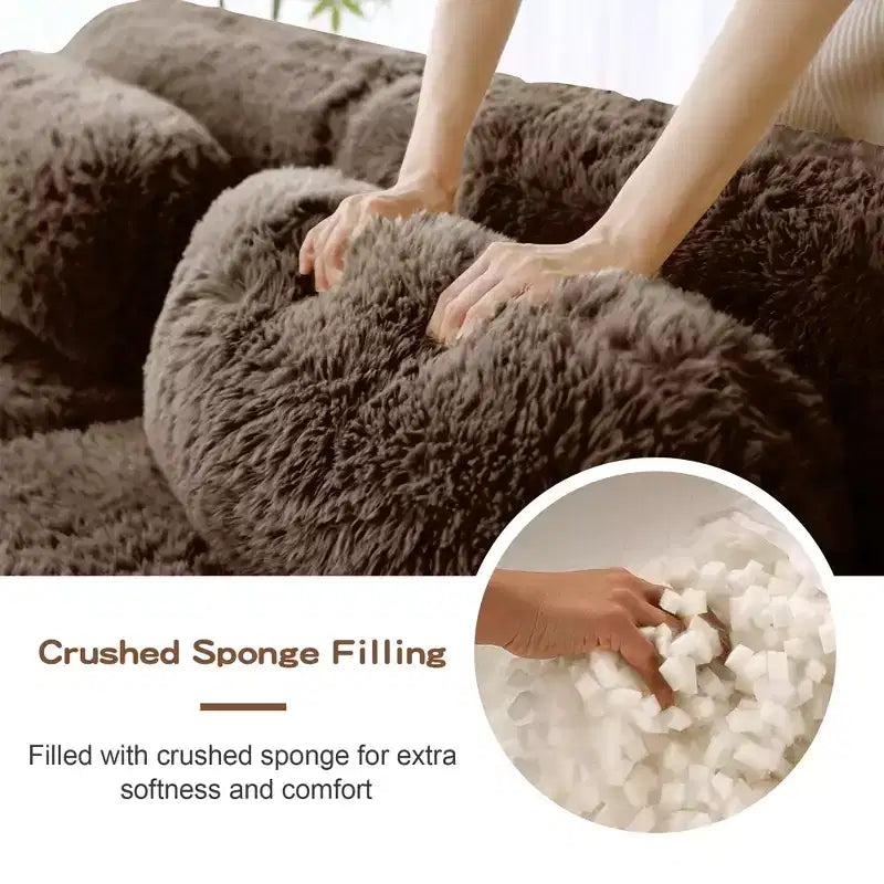 149'' Soft Plush Boneless Sofa,32D HD Sponge,Ergonomic Design,Vacuum Packaging,Free Combination,Buckle Connection for Bedroom/Study/Home Theater