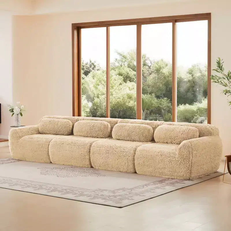 149'' Soft Plush Boneless Sofa,32D HD Sponge,Ergonomic Design,Vacuum Packaging,Free Combination,Buckle Connection for Bedroom/Study/Home Theater