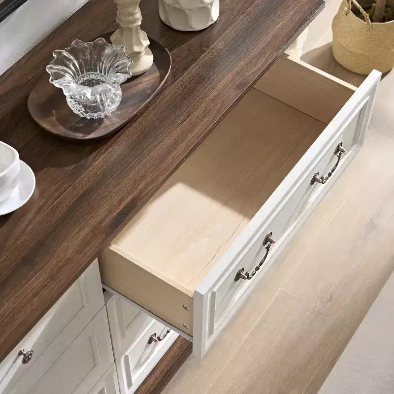 Cassettiera in legno stile rustico con 6 cassetti