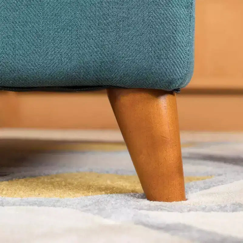 Pouf Contenitore Ainsley Tufted Okak con Bottoni, Panca Contenitore con Coperchio a Cerniera e Gambe in Legno Massello, Panca da Ingresso per Soggiorno, Camera da Letto