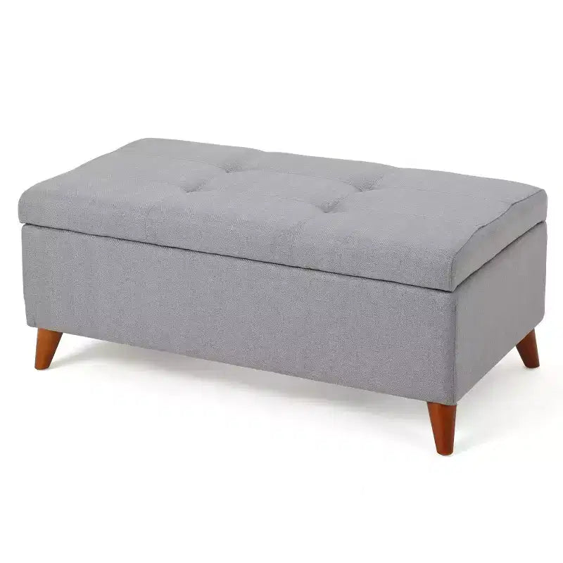 Okak Tufted Ainsley Button Ottoman with Storage, Storage Bench with Hinged Lid and Solid Wood Legs, Entryway Bench for Living Room, Bedroom