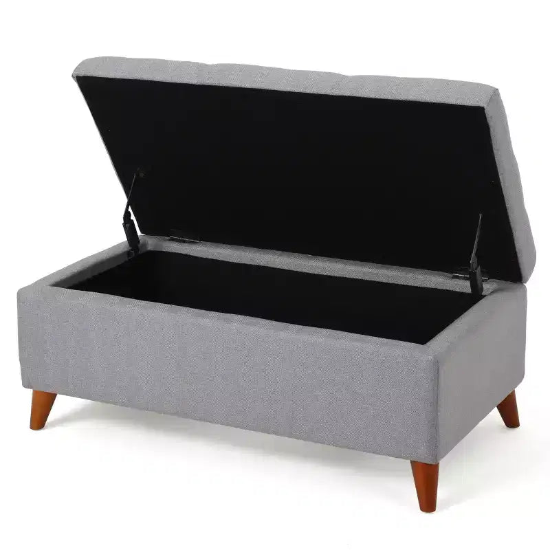 Okak Tufted Ainsley Button Ottoman with Storage, Storage Bench with Hinged Lid and Solid Wood Legs, Entryway Bench for Living Room, Bedroom