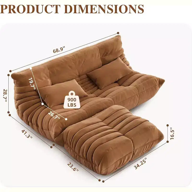 Oversized Fireside Chair Bean Bag Sofa with Ottoman for Adults, Loveseat Sofa with High Density Comfortable Foam for Living Room