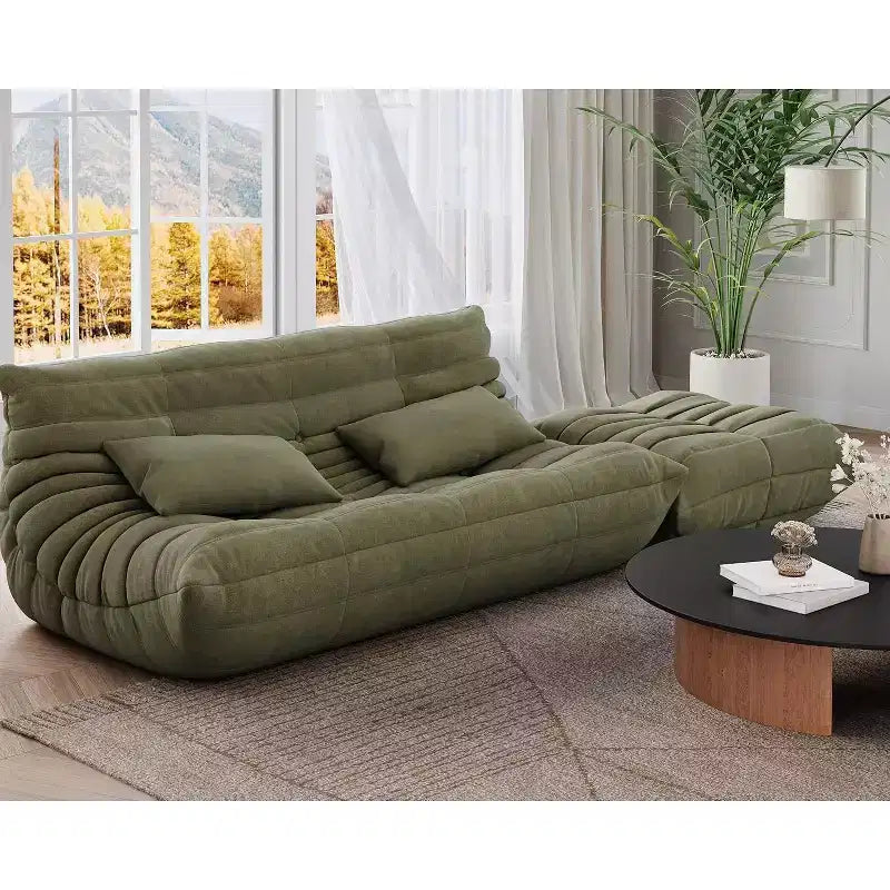 Oversized Fireside Chair Bean Bag Sofa with Ottoman for Adults, Loveseat Sofa with High Density Comfortable Foam for Living Room