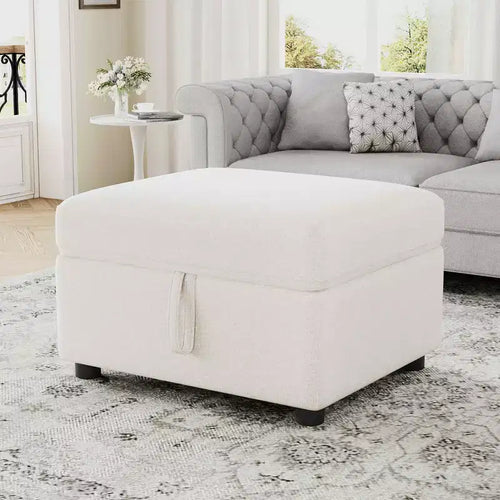 MAYEERTY 26.6 Ottoman Movable Storage Ottoman Footrest for Living Room Bedroom Beige