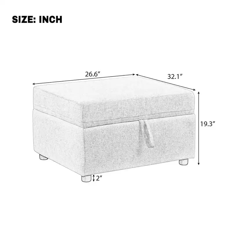 MAYEERTY Pouf Ottomano 26,6 con Contenitore Mobile Poggiapiedi per Soggiorno Camera da Letto Beige