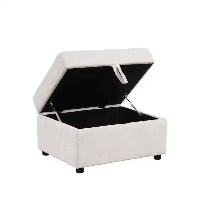 MAYEERTY Pouf Ottomano 26,6 con Contenitore Mobile Poggiapiedi per Soggiorno Camera da Letto Beige
