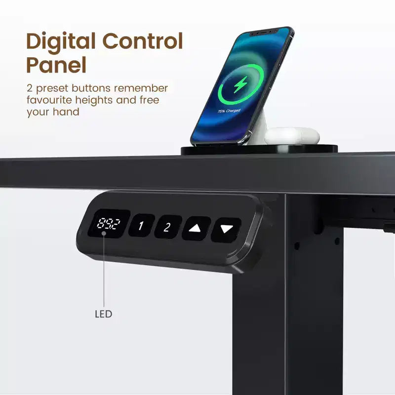 Scrivania per computer a L regolabile in altezza Greenstell con luci LED ambientali e porte di ricarica - Scrivania ergonomica a doppio uso