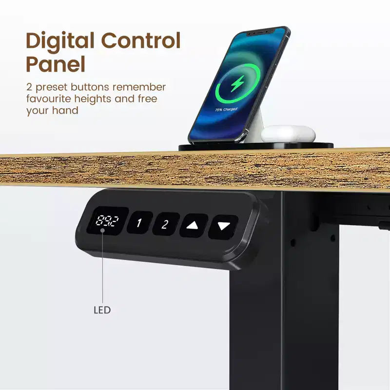 Scrivania per computer a L regolabile in altezza Greenstell con luci LED ambientali e porte di ricarica - Scrivania ergonomica a doppio uso