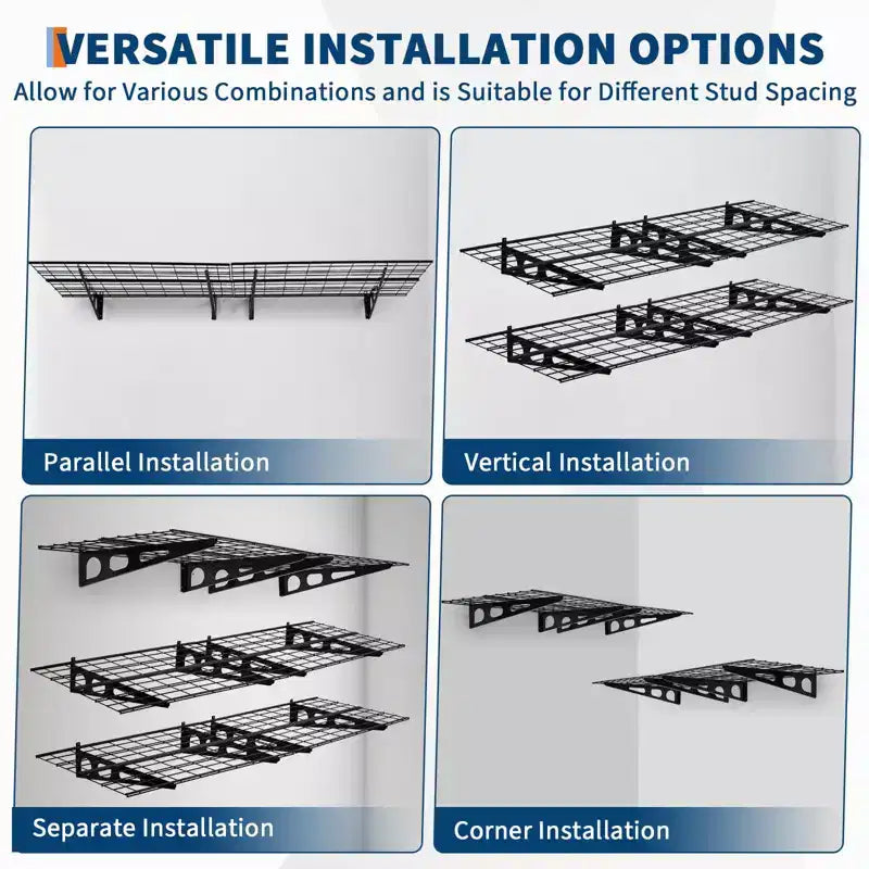 2 Pack 2x6ft Garage Storage, Wall Shelf Garage Storage Rack, Wall Mounted Floating Shelves, 1600lbs Total Weight Capacity