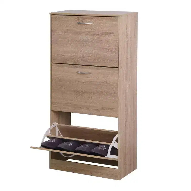 47.2" Tall 3-Drawer Shoe Storage Cabinet with 2-Tier Shelves, Brown Entryway Organizer