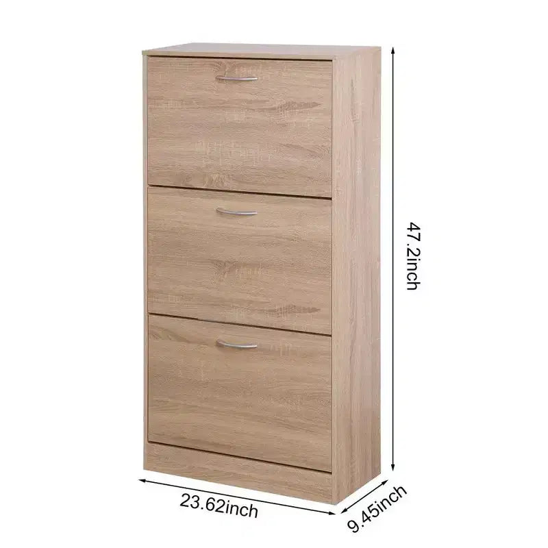 47.2" Tall 3-Drawer Shoe Storage Cabinet with 2-Tier Shelves, Brown Entryway Organizer