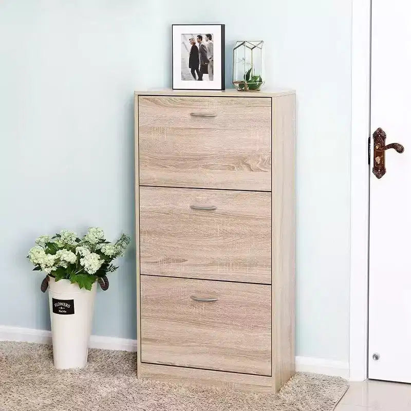 47.2" Tall 3-Drawer Shoe Storage Cabinet with 2-Tier Shelves, Brown Entryway Organizer