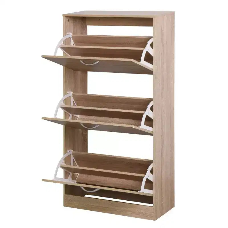 47.2" Tall 3-Drawer Shoe Storage Cabinet with 2-Tier Shelves, Brown Entryway Organizer