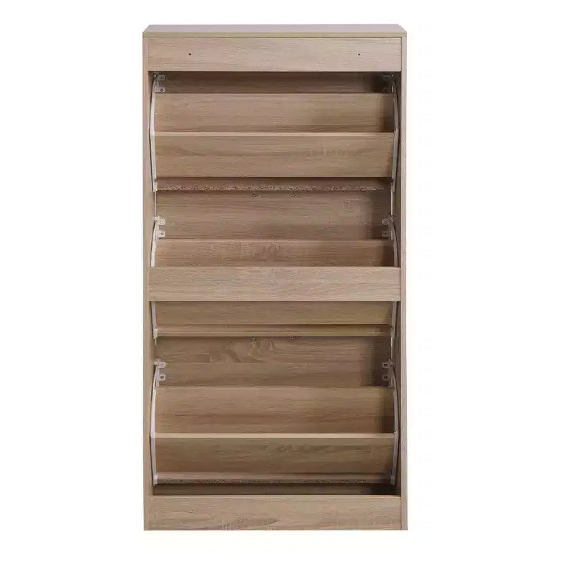 47.2" Tall 3-Drawer Shoe Storage Cabinet with 2-Tier Shelves, Brown Entryway Organizer