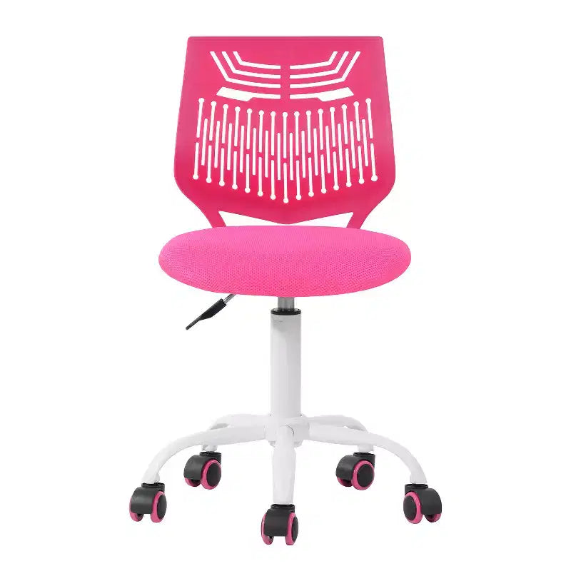 Fuchsia & White Adjustable Height Swivel Rolling Office Chair, Steel Frame, 250 lb Capacity