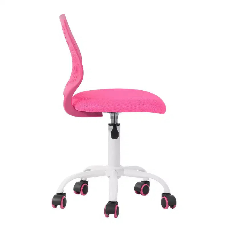 Fuchsia & White Adjustable Height Swivel Rolling Office Chair, Steel Frame, 250 lb Capacity