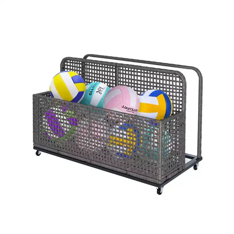 Contenitore per oggetti da piscina,Contenitore per oggetti da piscina in PE Rattan,Organizzatore da piscina per cuscini, gonfiabili, tubi galleggianti, giubbotti di salvataggio, palloni da spiaggia, mobili da giardino (Grigio)