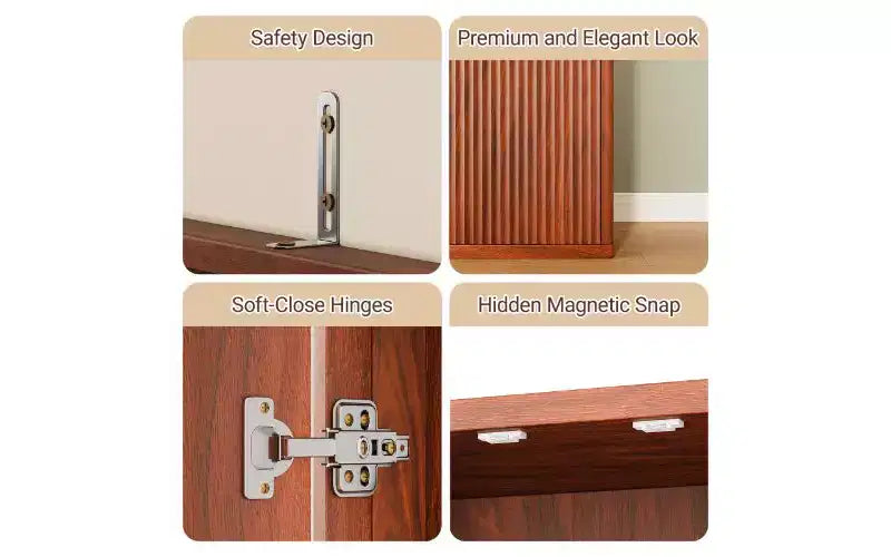 Fluted Tall Pantry Cabinet, 6-Shelf Kitchen Storage Cabinet with Anti-Fall Device, 72" H