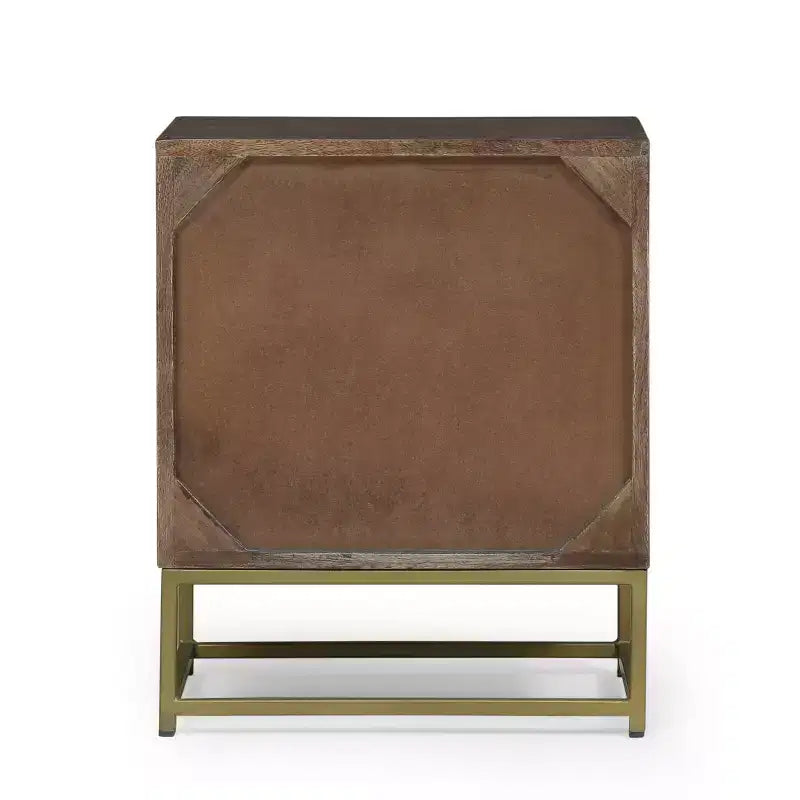 3-Drawer Mango Wood Nightstand with Iron Legs, Mid-Century Modern Bedside Table