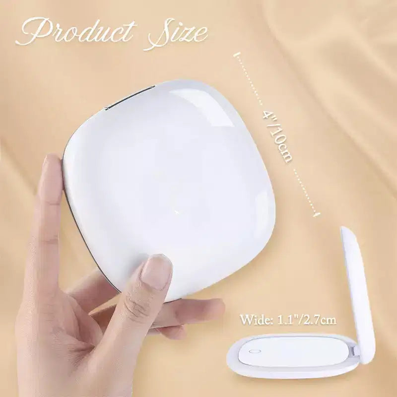 LED Travel Makeup Mirror with 1X 10X Magnification, 5 Inch Daylight LED Lighted Mirror Portable Folding Compact Design