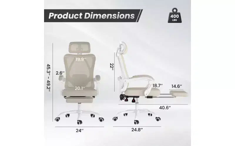 Sedia da ufficio ergonomica in rete ad alto schienale con poggiapiedi, poggiatesta e supporto lombare regolabile