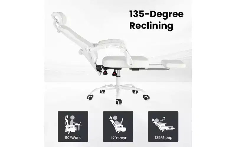 Ergonomic High-Back Mesh Office Chair with Footrest, Headrest & Adjustable Lumbar Support