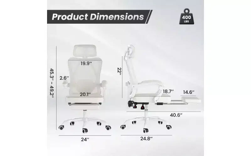 Ergonomic High-Back Mesh Office Chair with Footrest, Headrest & Adjustable Lumbar Support