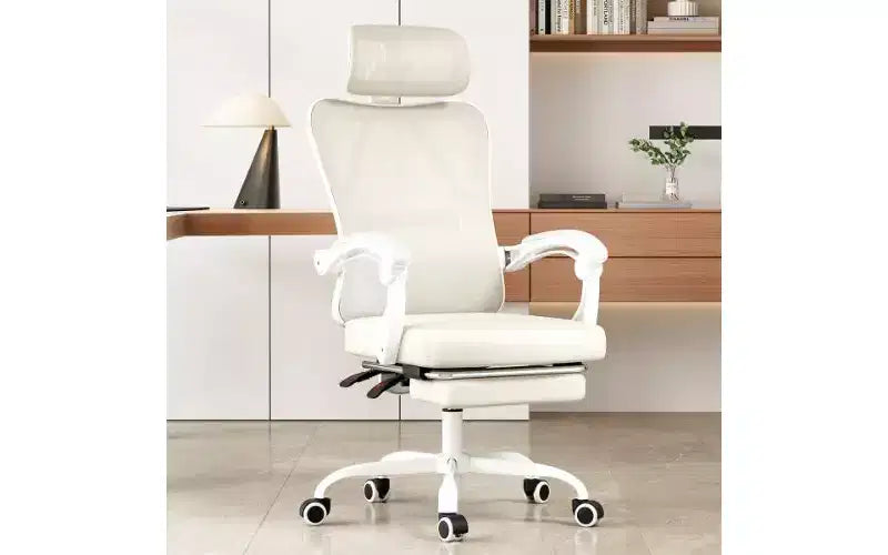 Ergonomic High-Back Mesh Office Chair with Footrest, Headrest & Adjustable Lumbar Support