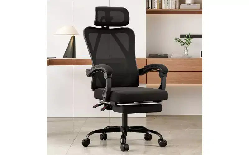 Ergonomic High-Back Mesh Office Chair with Footrest, Headrest & Adjustable Lumbar Support