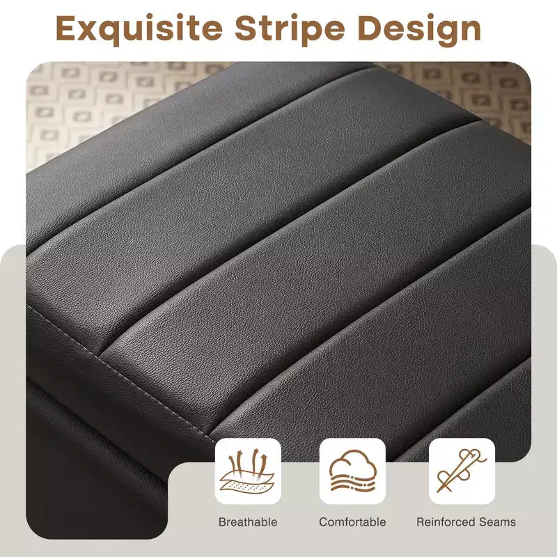 Panca contenitore in pelle PU con scomparto nascosto e scarpiera, pouf da 112 cm, nera