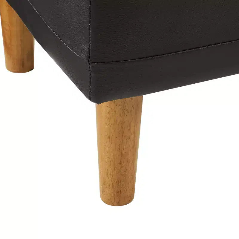 Panca contenitore in pelle PU con scomparto nascosto e scarpiera, pouf da 112 cm, nera